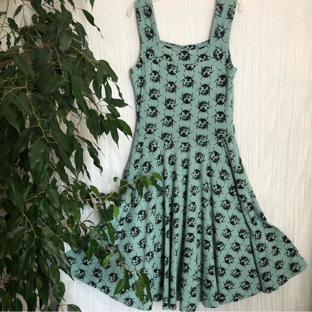 EFFIES HEART woman SZ M dress ladybug print fit & flair 50s look sweetheart neck - Picture 7 of 16